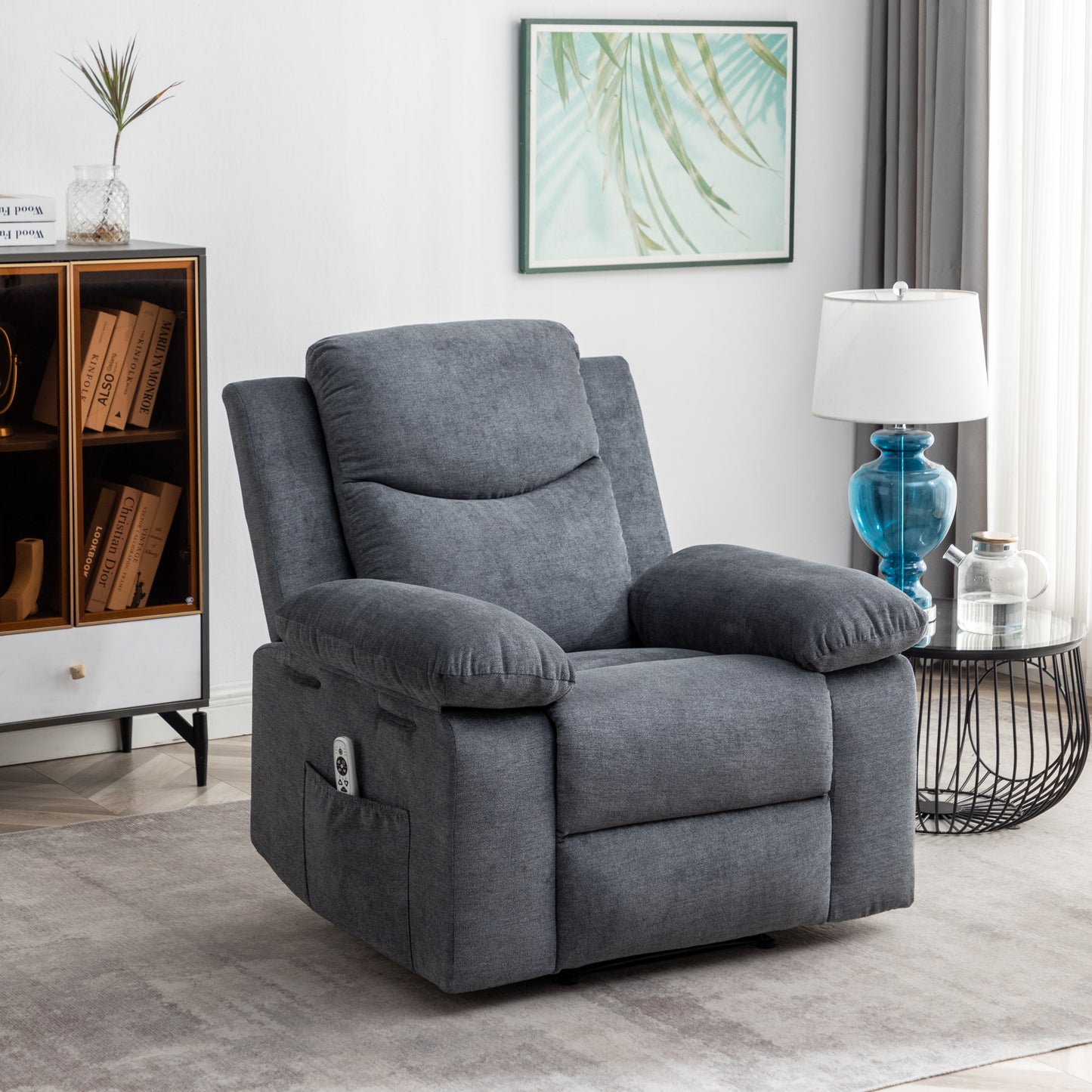 Dimash Recliner in Light Gray Finish