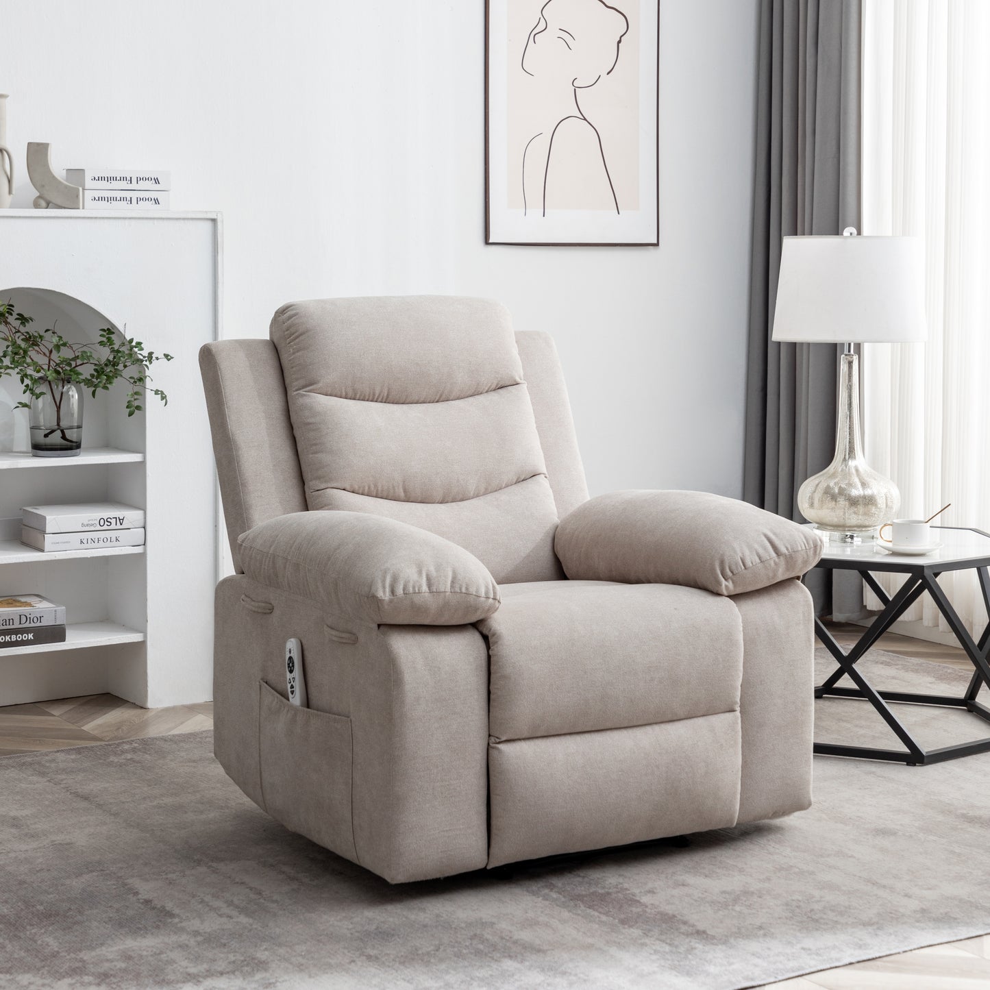 Dimash Recliner in Light Gray Finish