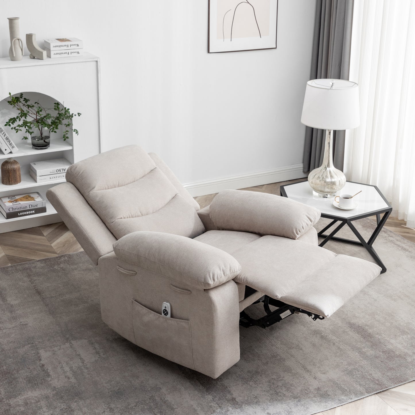 Power Recliner Chair with Adjustable Massage Function, Recliner Chair with Heating System for Living Room