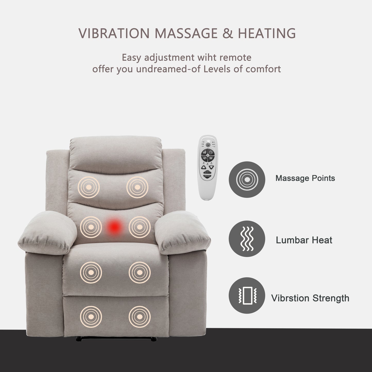 Power Recliner Chair with Adjustable Massage Function, Recliner Chair with Heating System for Living Room