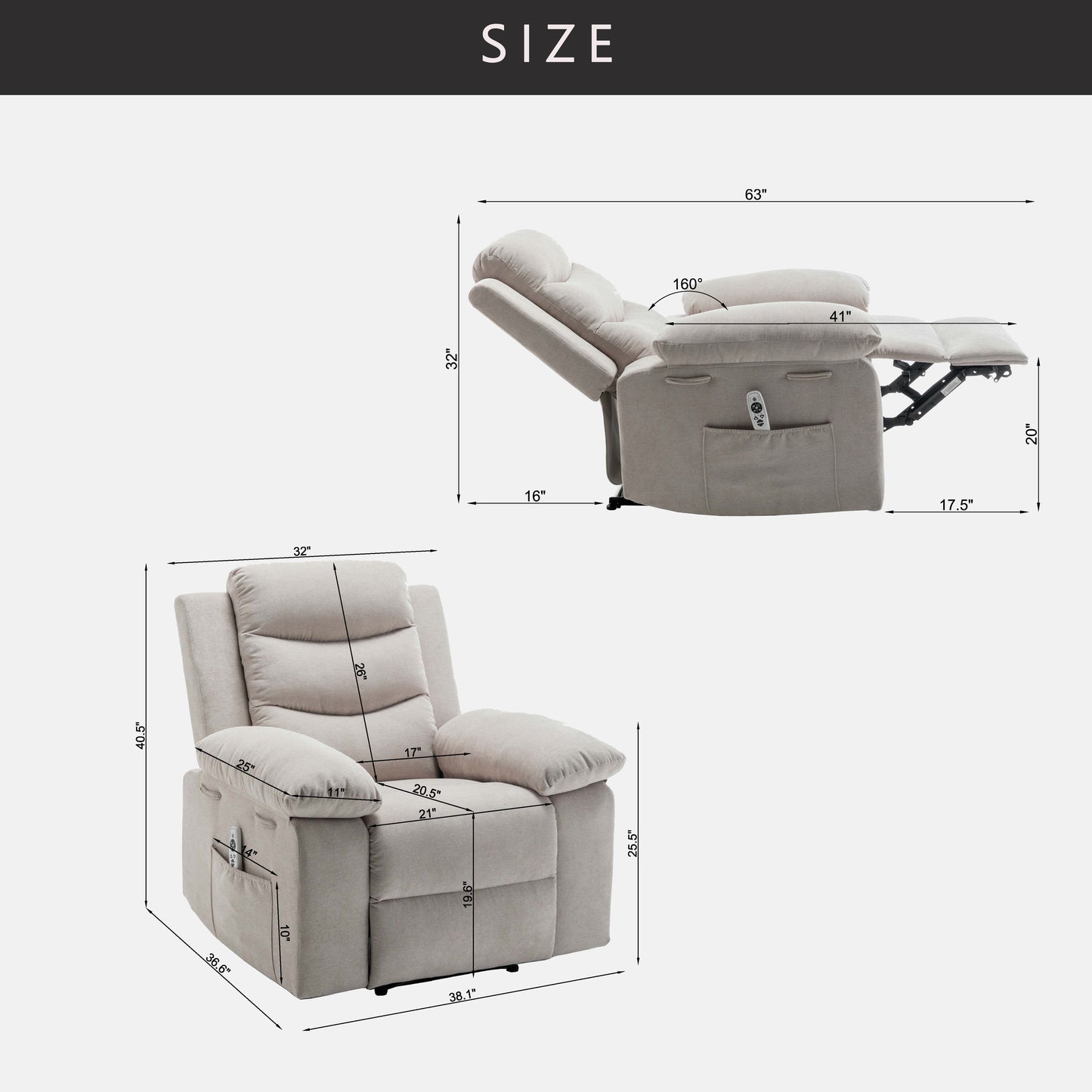 Power Recliner Chair with Adjustable Massage Function, Recliner Chair with Heating System for Living Room