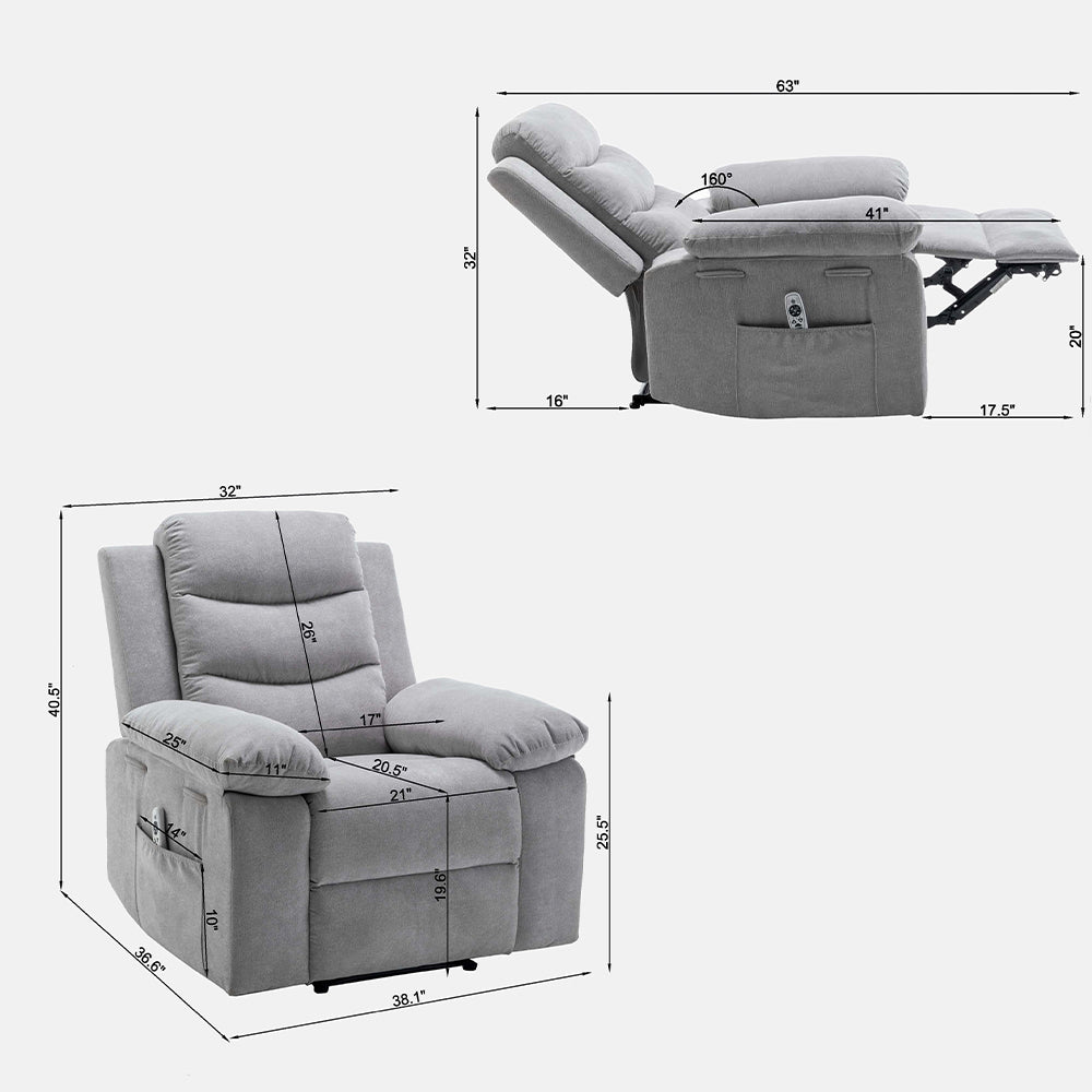 Dimash Recliner in Light Gray Finish