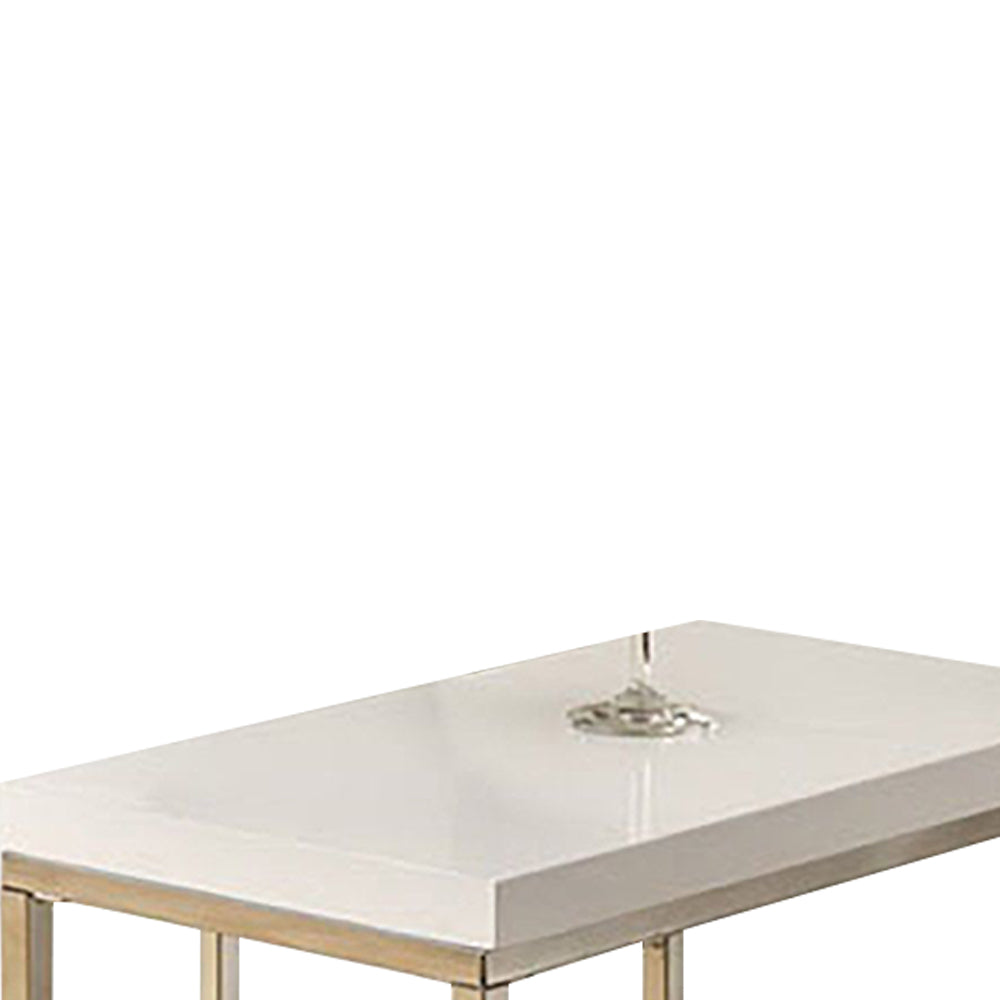 Atticuss I Snack Table with white top and chrome legs