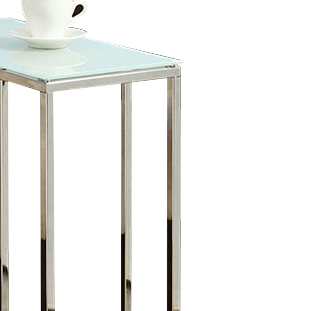 Atticuss II Snack Table with white top and chrome legs