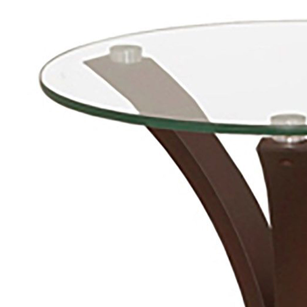 Ezrra Glass Side Table, Curved Base