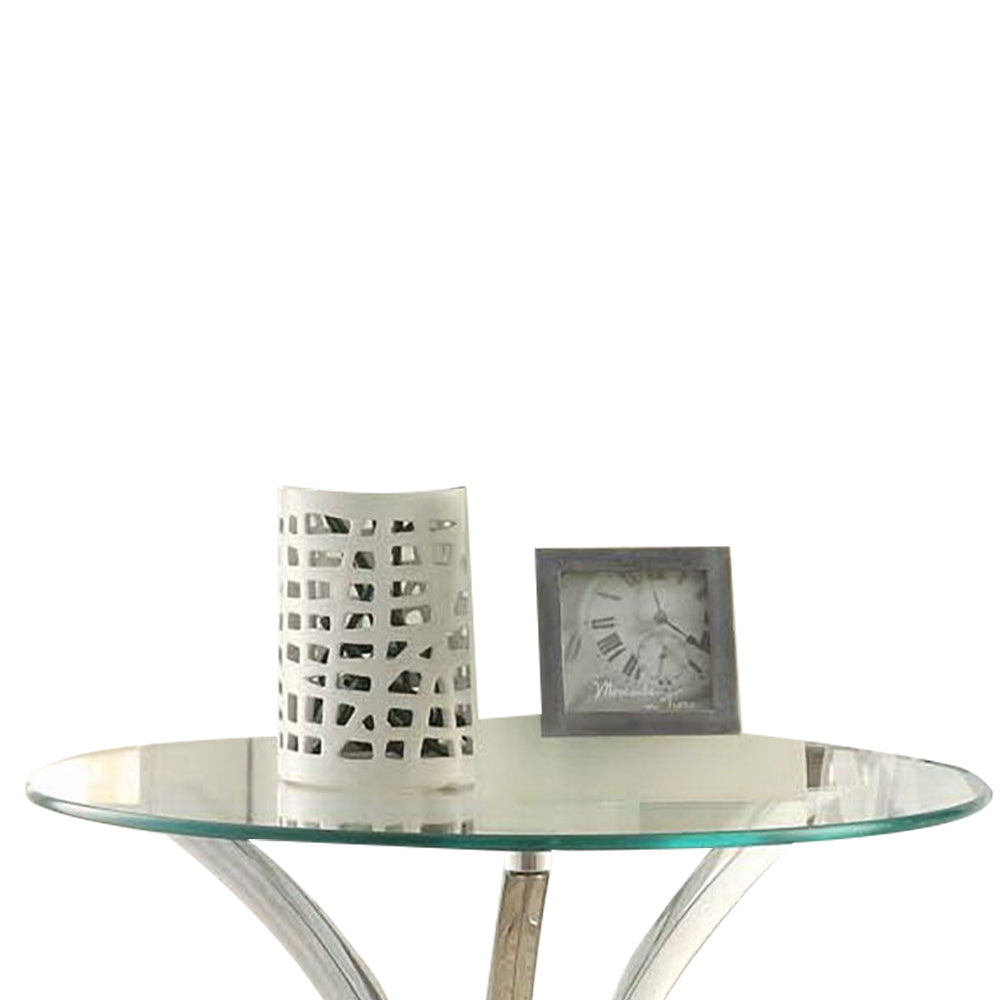 Ezrra I Glass Side Table, Chrome Plated Base