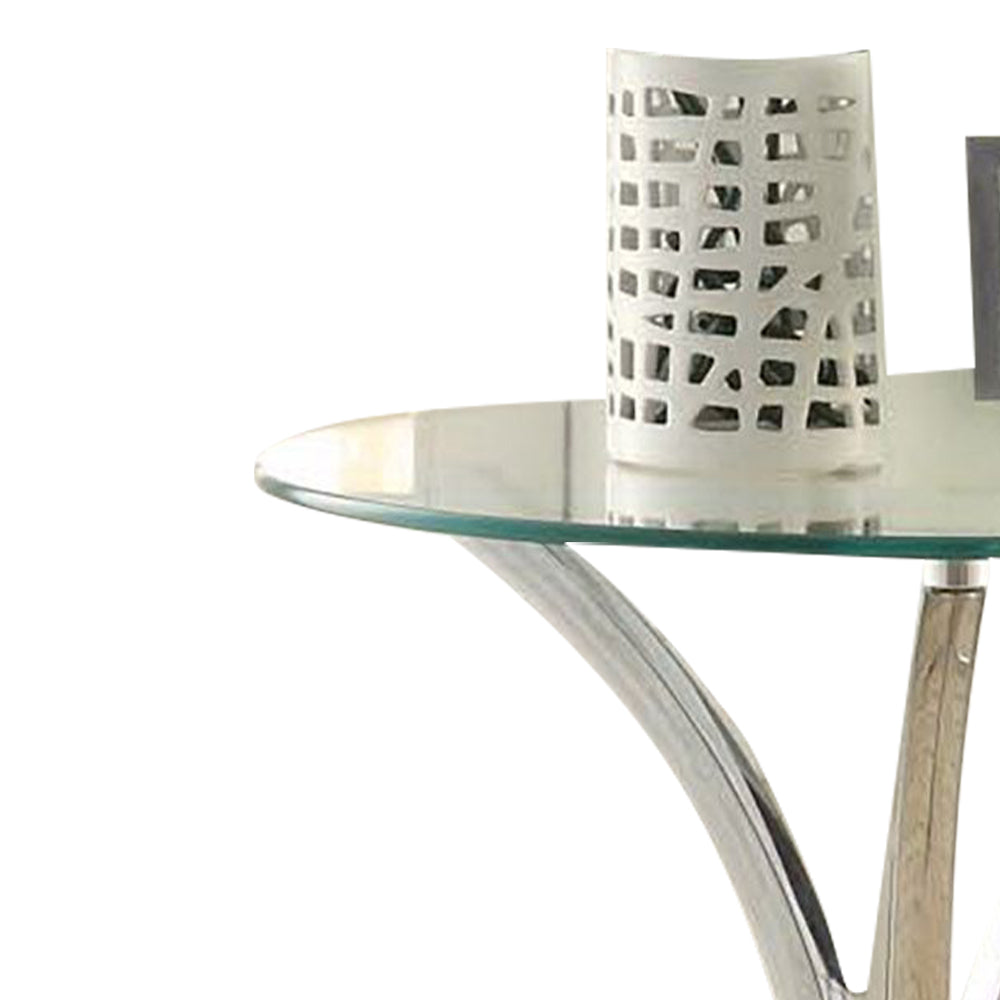 Ezrra I Glass Side Table, Chrome Plated Base