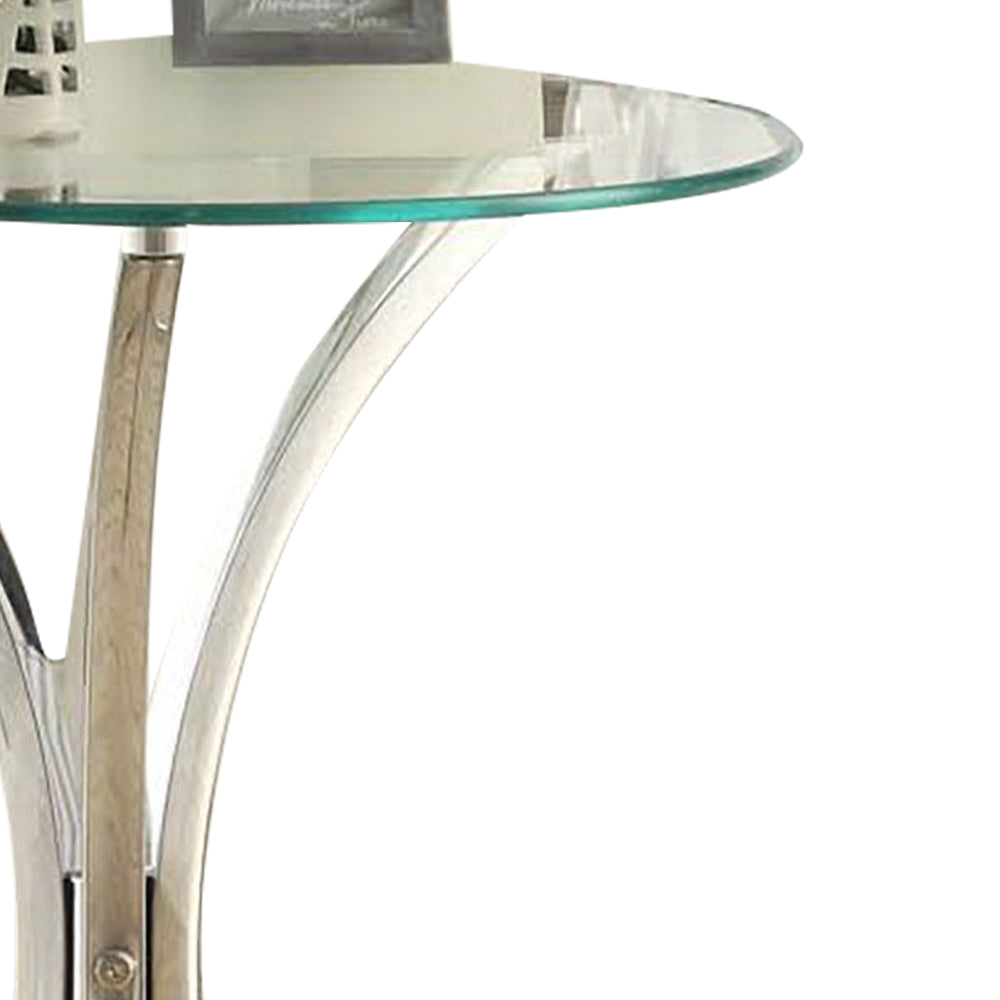 Ezrra I Glass Side Table, Chrome Plated Base