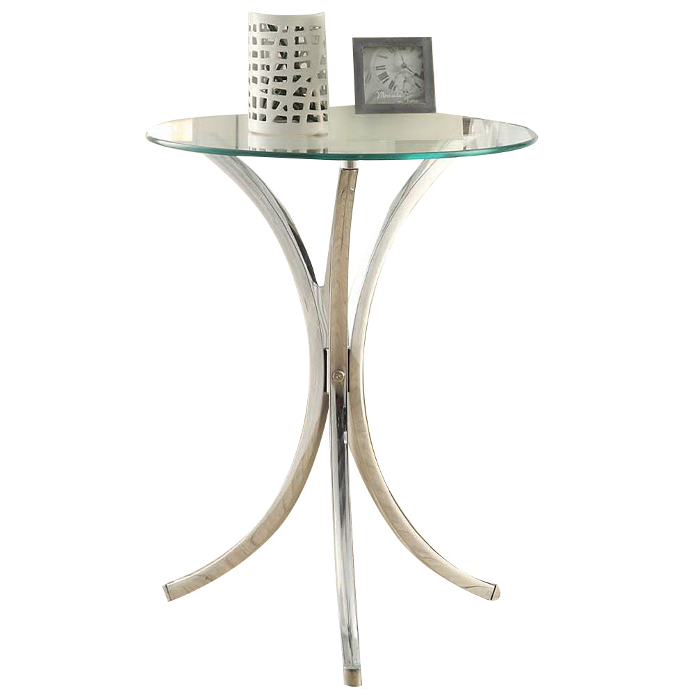 Ezrra I Glass Side Table, Chrome Plated Base