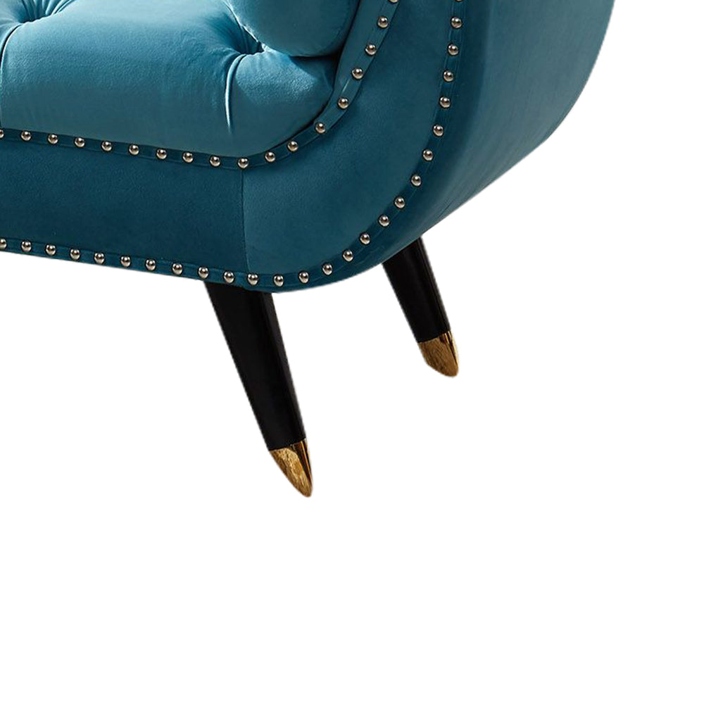 Sorren I Blue Velvet Arm Bench with 2 pillows
