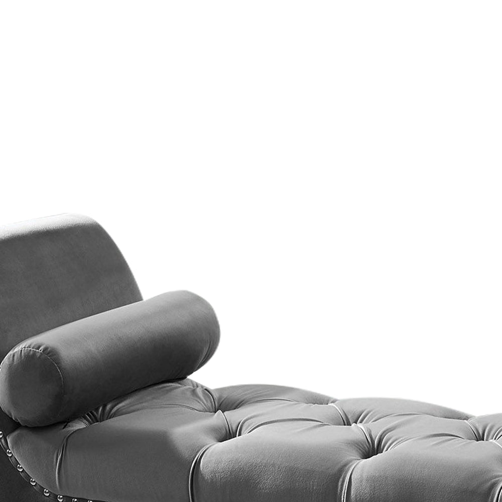 Sorren II Gray Velvet Arm Bench with 2 pillows