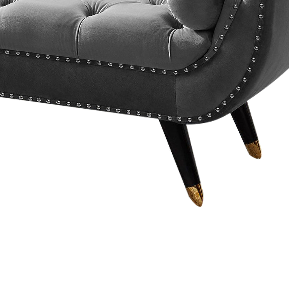 Sorren II Gray Velvet Arm Bench with 2 pillows