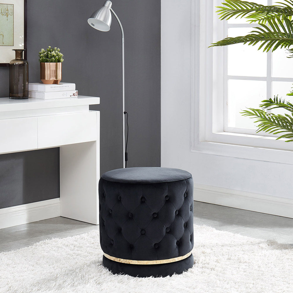 Luxxory Black Swivel Ottoman/Stool