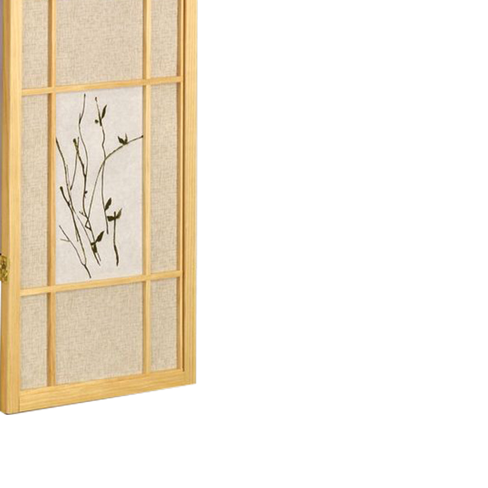 Wren Natural 3 panel shoji Screen with Floral Prints