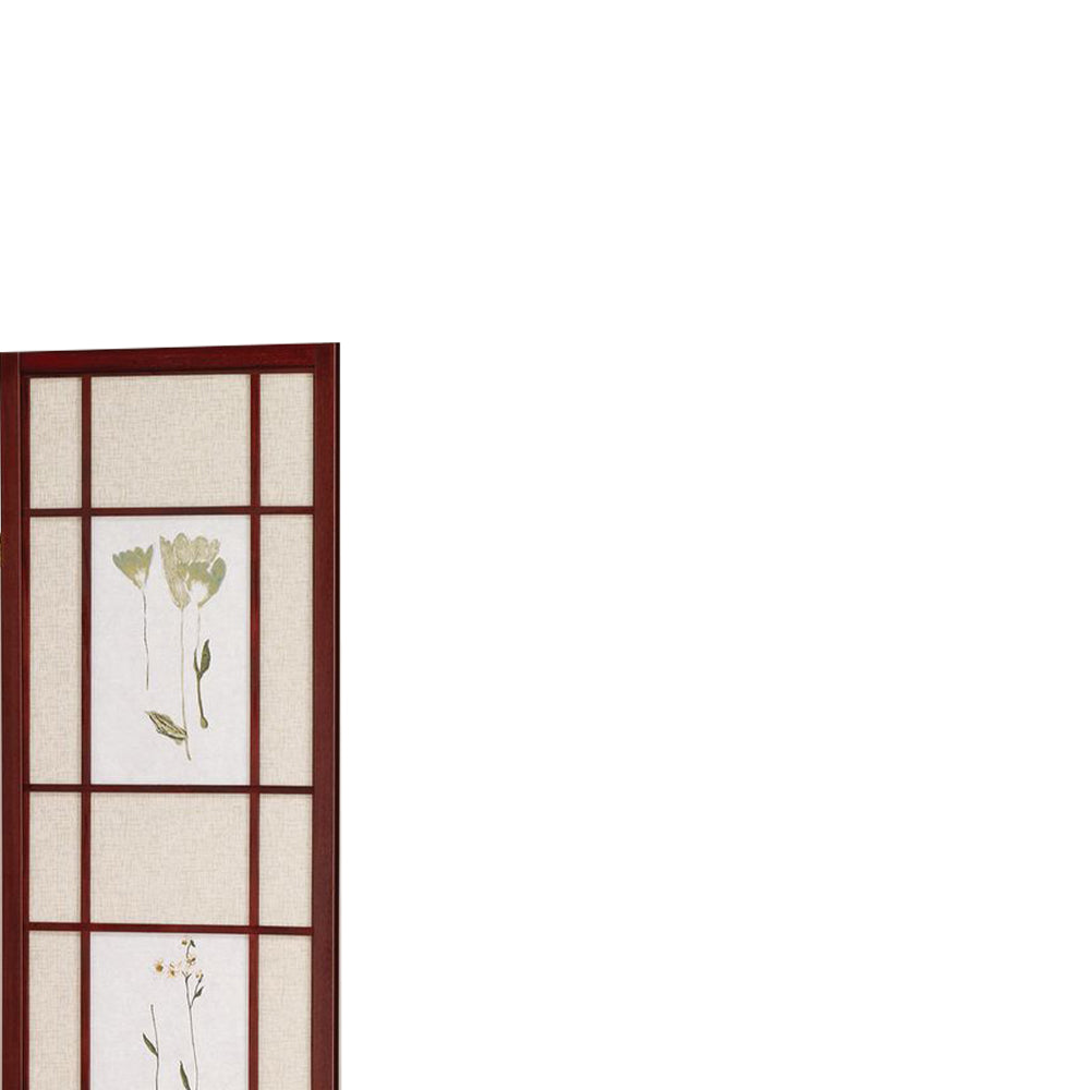 Ulises Cherry 3 panel shoji Screen with Floral Prints