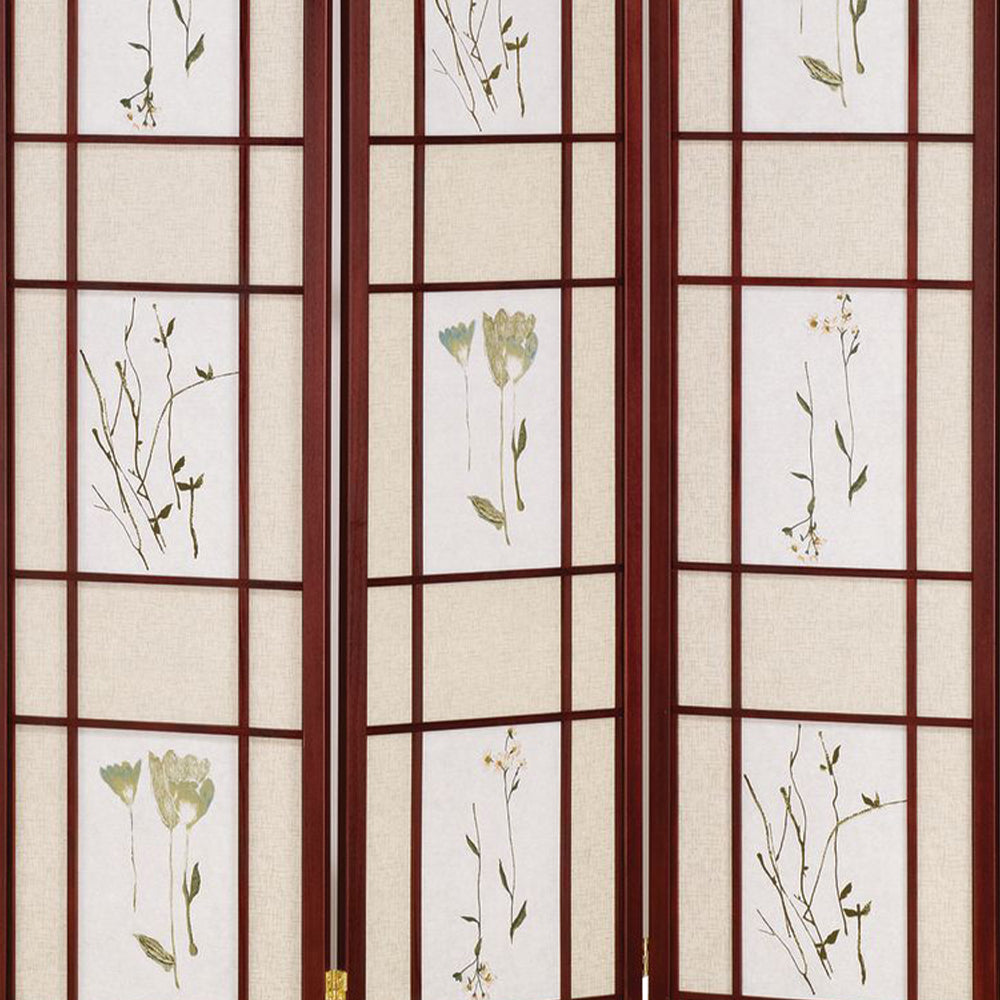Ulises Cherry 3 panel shoji Screen with Floral Prints