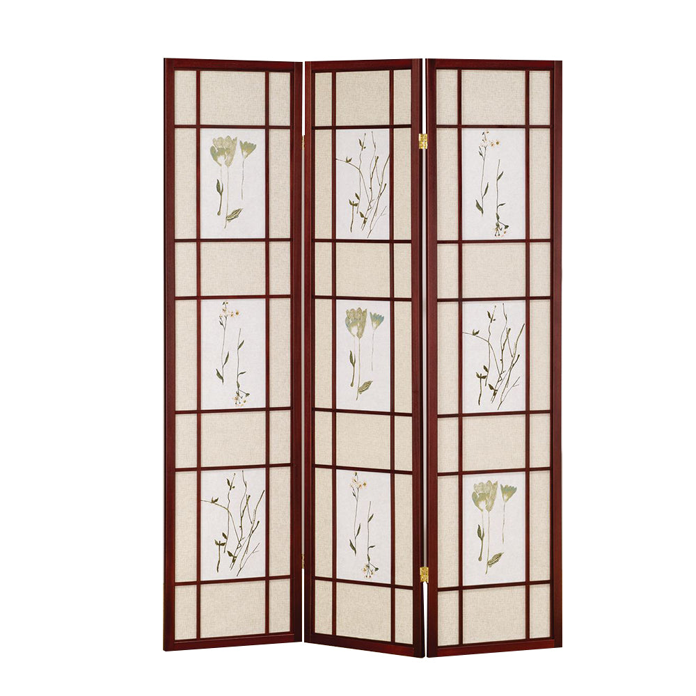 Ulises Cherry 3 panel shoji Screen with Floral Prints
