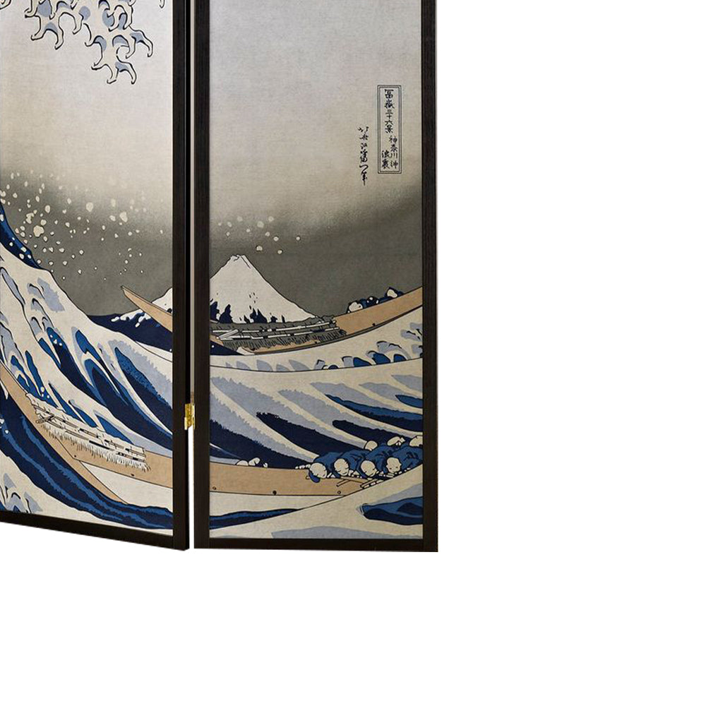 Blaize Great Wave 4 panel screen with black frame