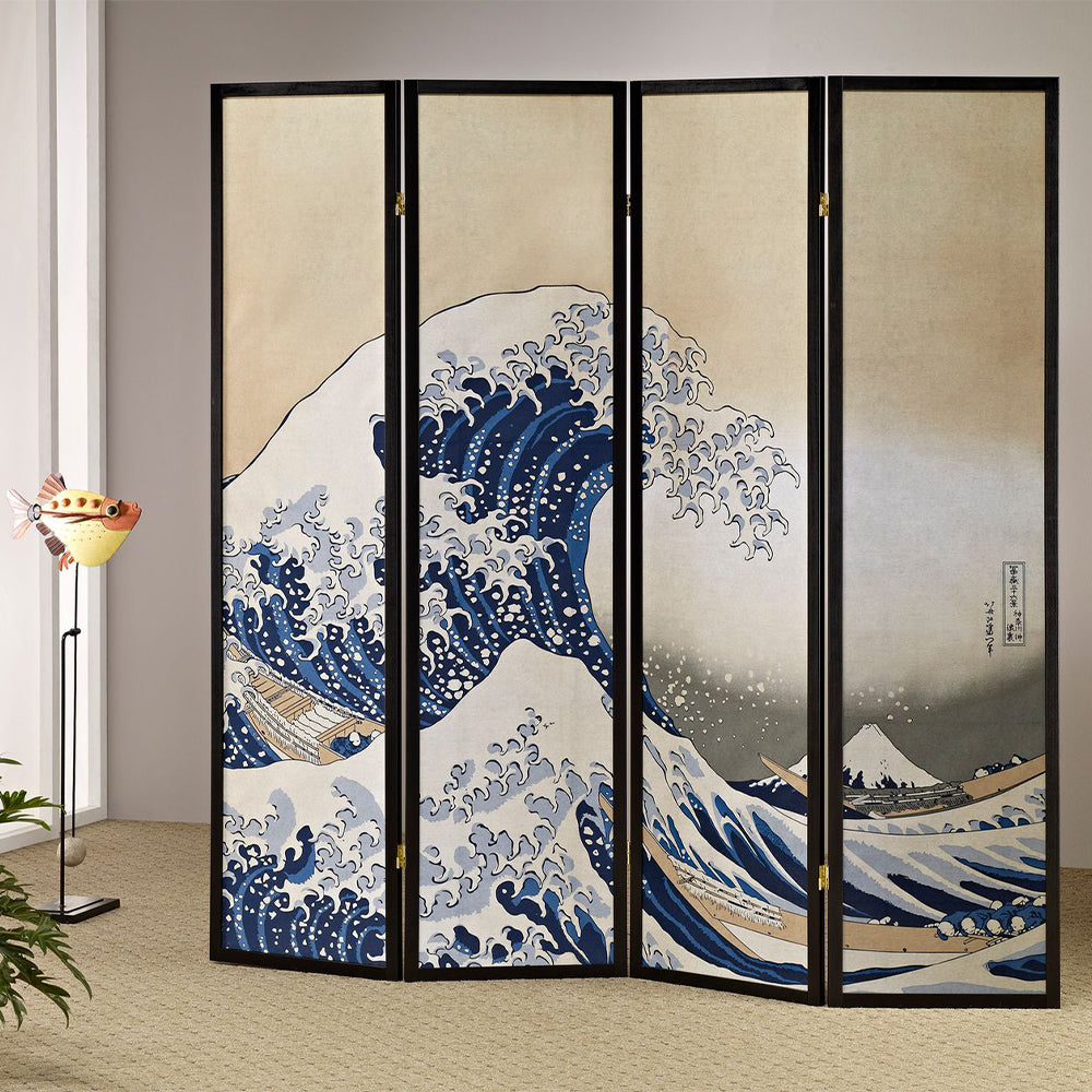 Blaize Great Wave 4 panel screen with black frame