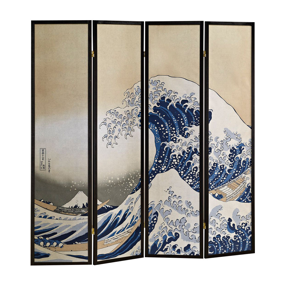 Blaize Great Wave 4 panel screen with black frame