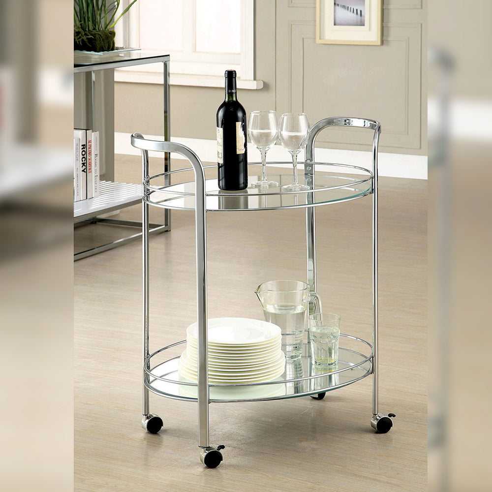 LOULE Serving Cart in Chrome finish