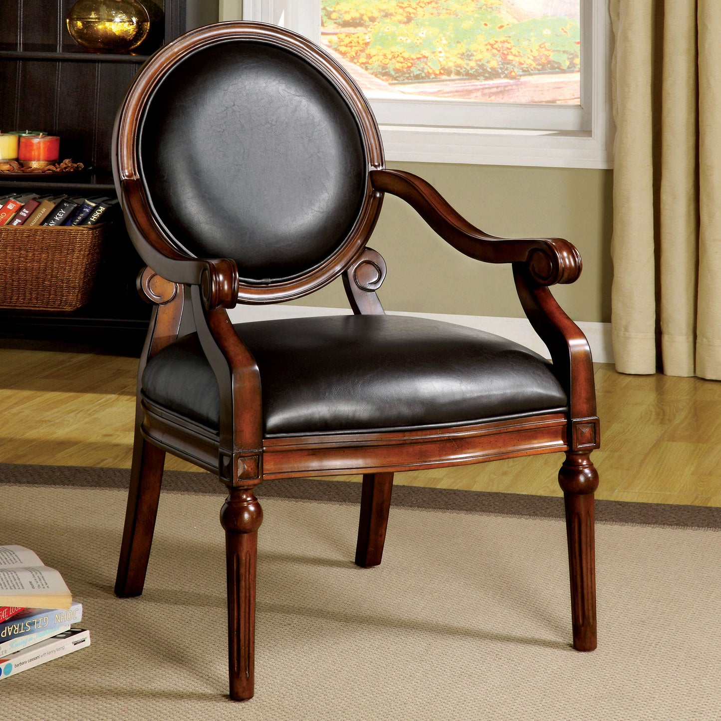 West Point Accent Chair Espresso/Tobacco Oak