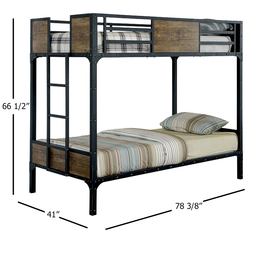 CLAPTON Twin/Twin Bunk Bed in Black finish