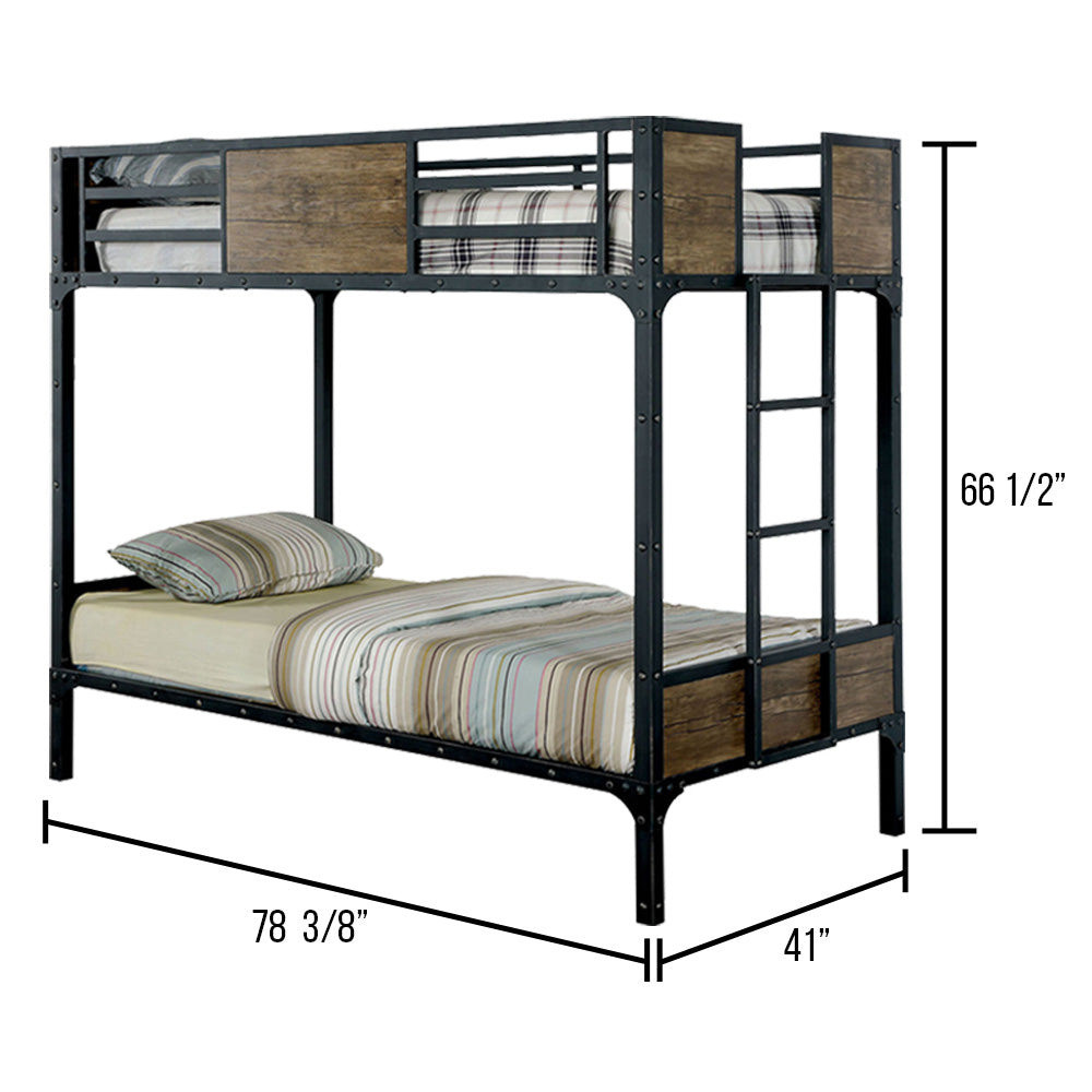 CLAPTON Twin/Twin Bunk Bed in Black finish