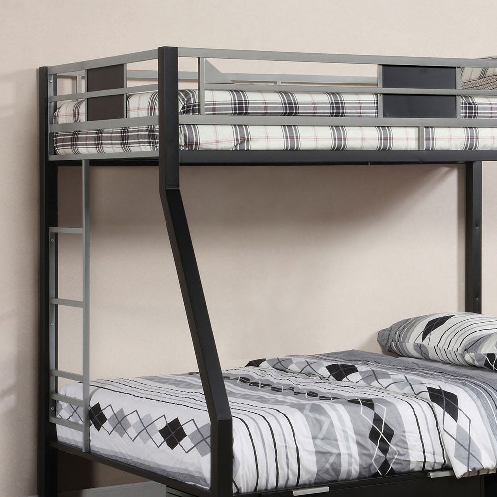 Clifton Twin/Full Bunk Bed Silver/Gun Metal