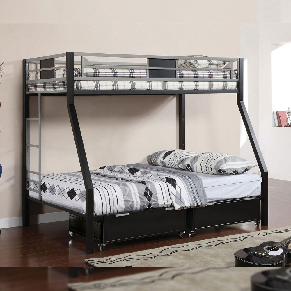 Clifton Twin/Full Bunk Bed Silver/Gun Metal