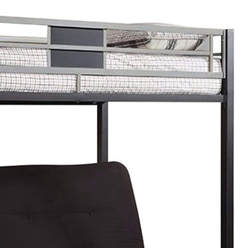 Taguro Loft Bed in Metal Silver Finish