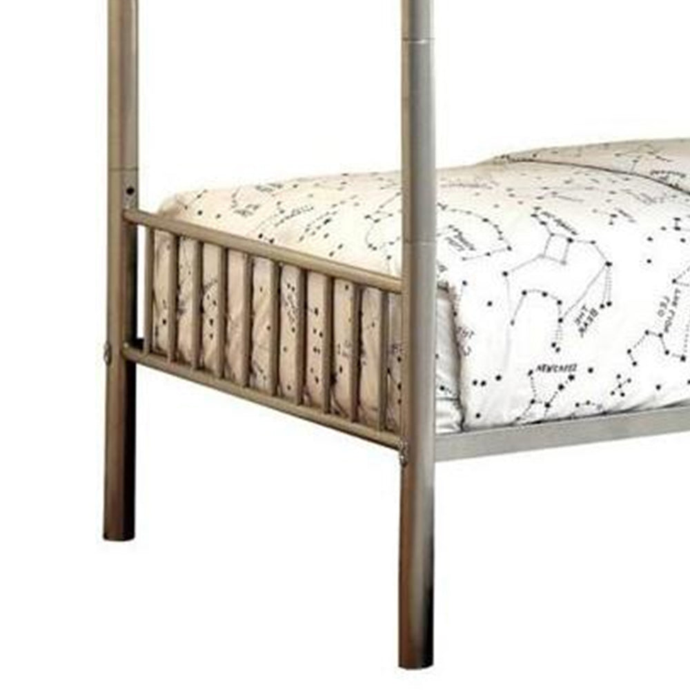 RAINBOW Metal Twin/Twin Bunk Bed in Silver finish