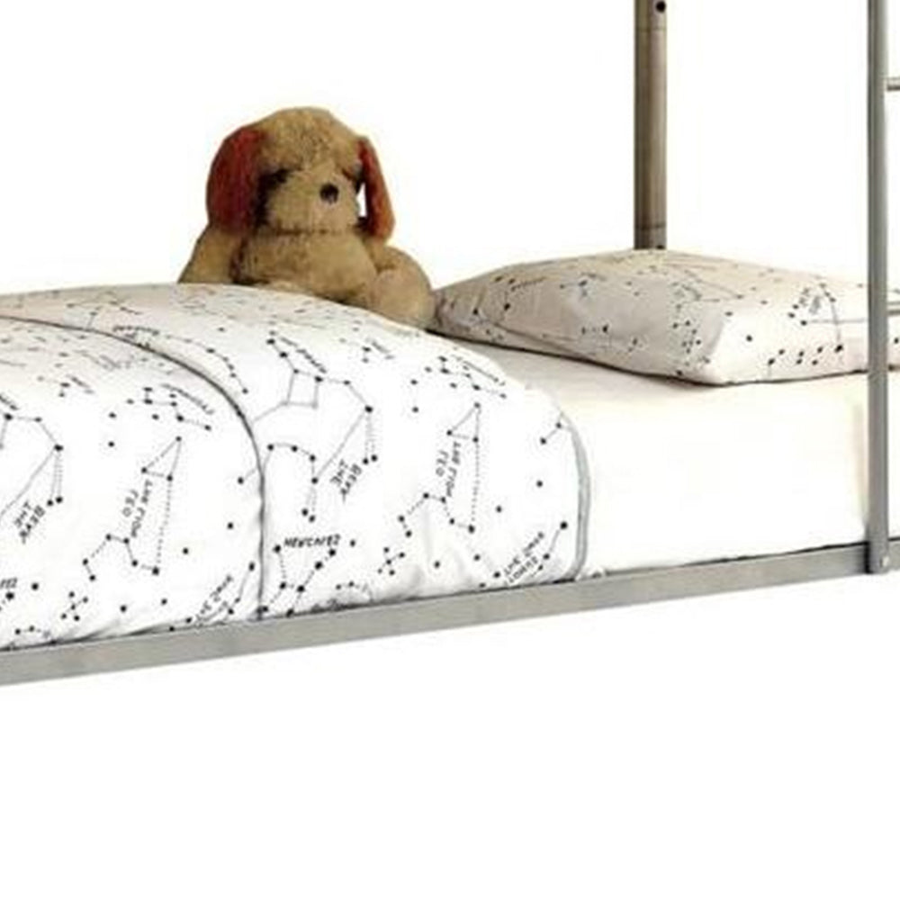 RAINBOW Metal Twin/Twin Bunk Bed in Silver finish
