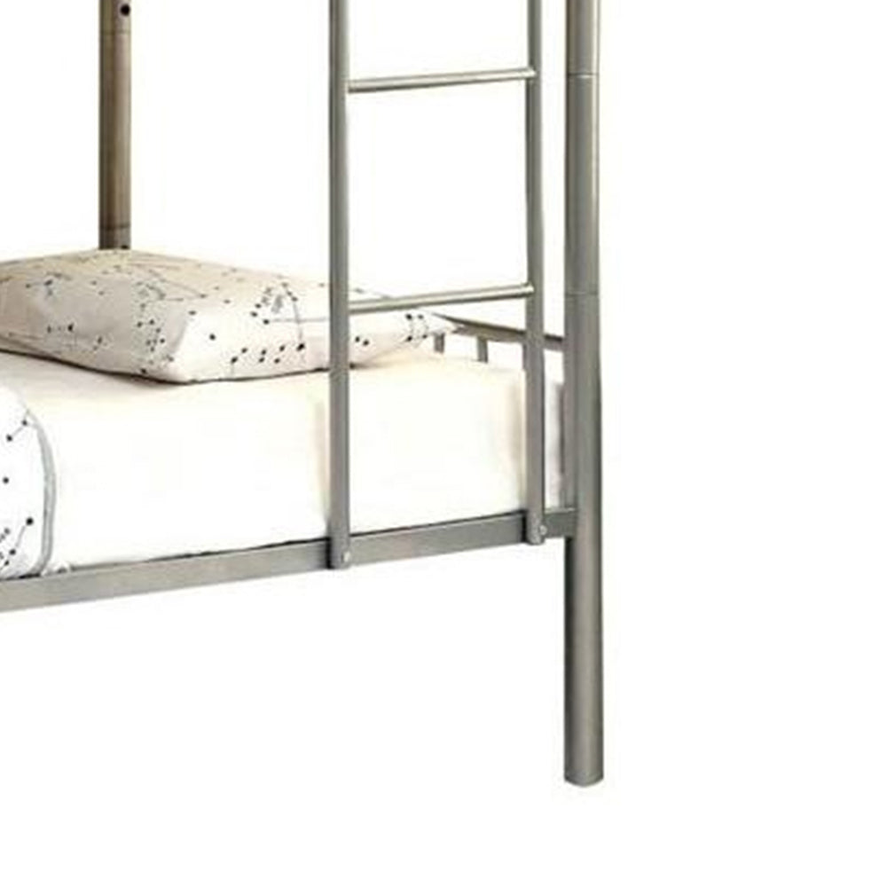RAINBOW Metal Twin/Twin Bunk Bed in Silver finish