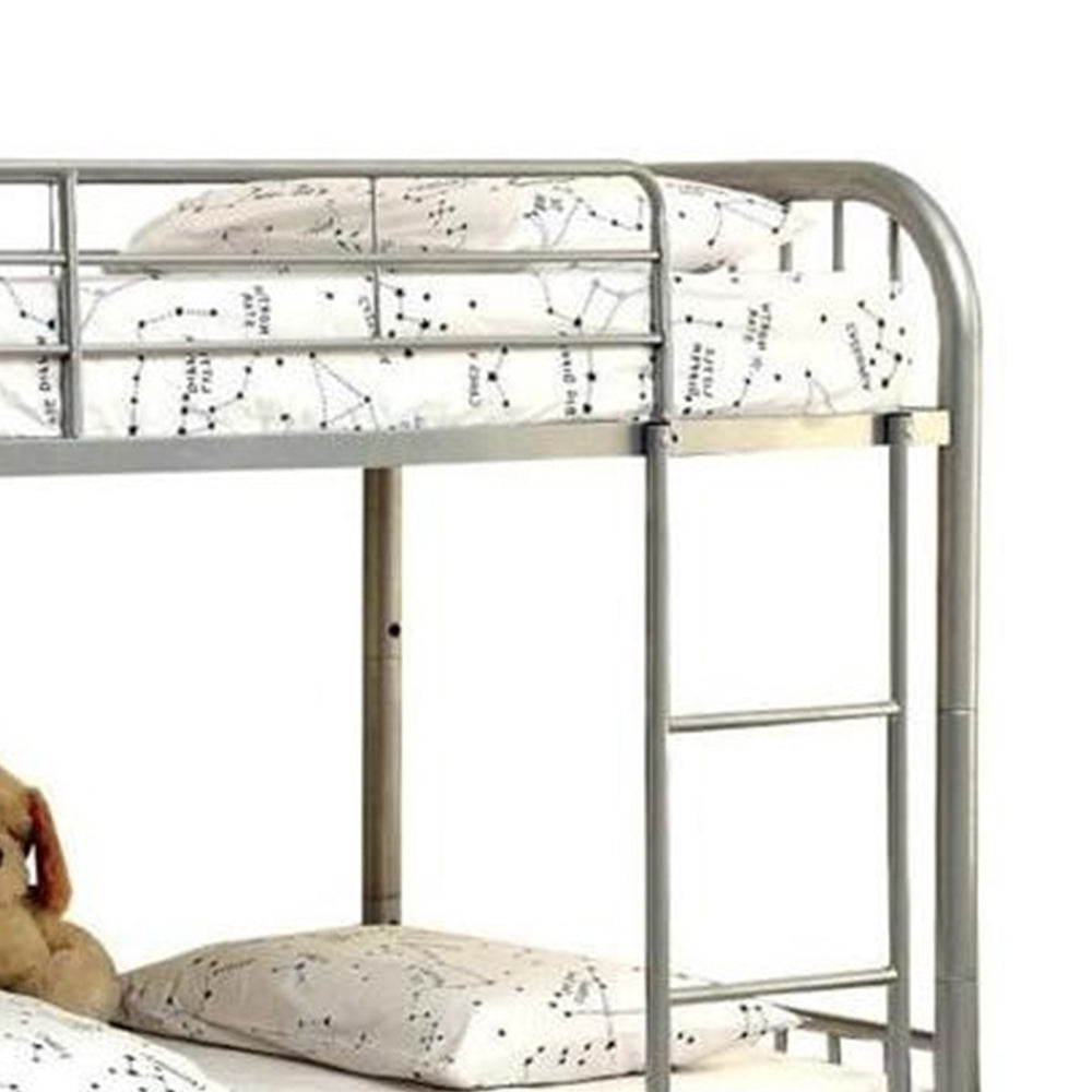 RAINBOW Metal Twin/Twin Bunk Bed in Silver finish