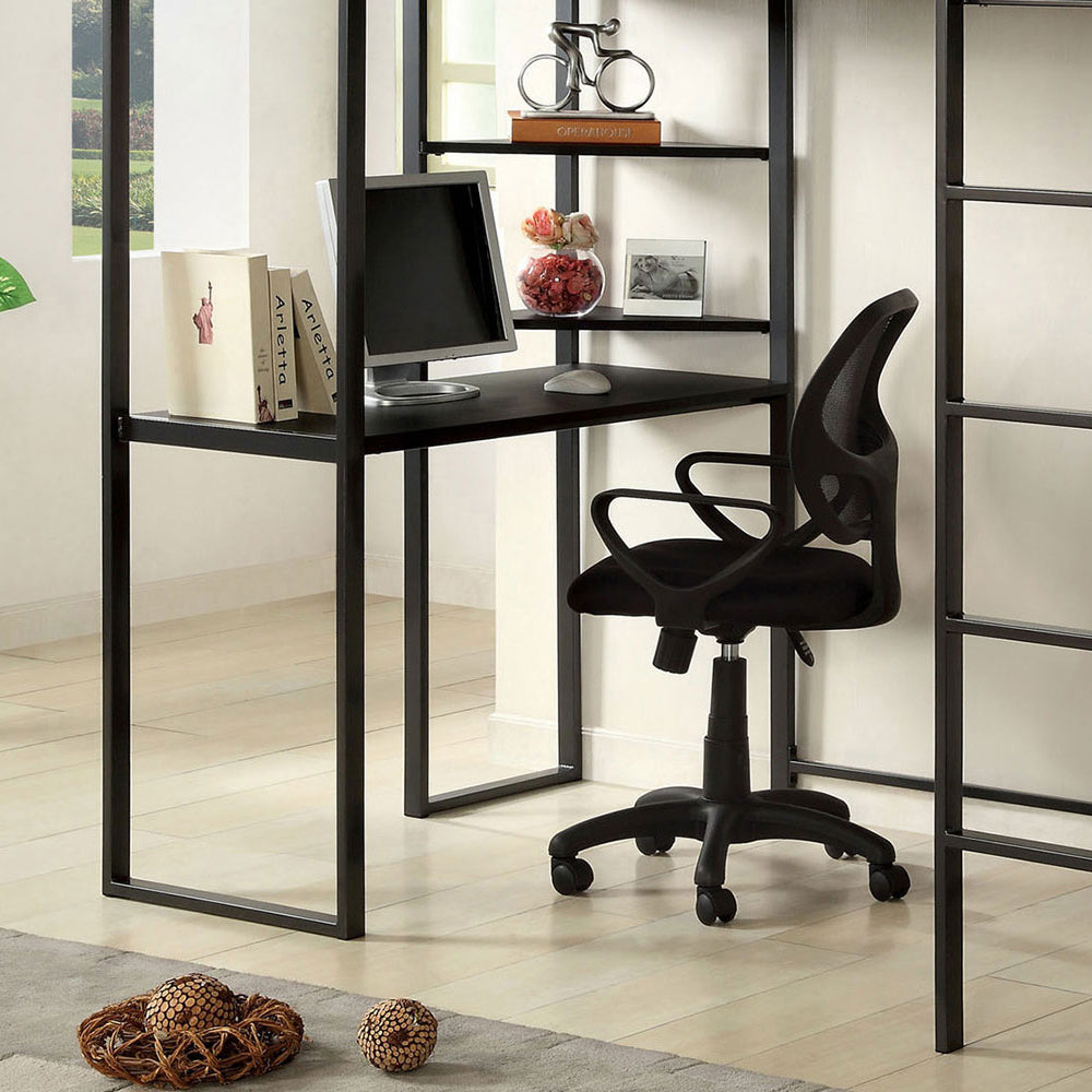 Sherman Twin Bed w/ Workstation in Silver/Gun Metal finish