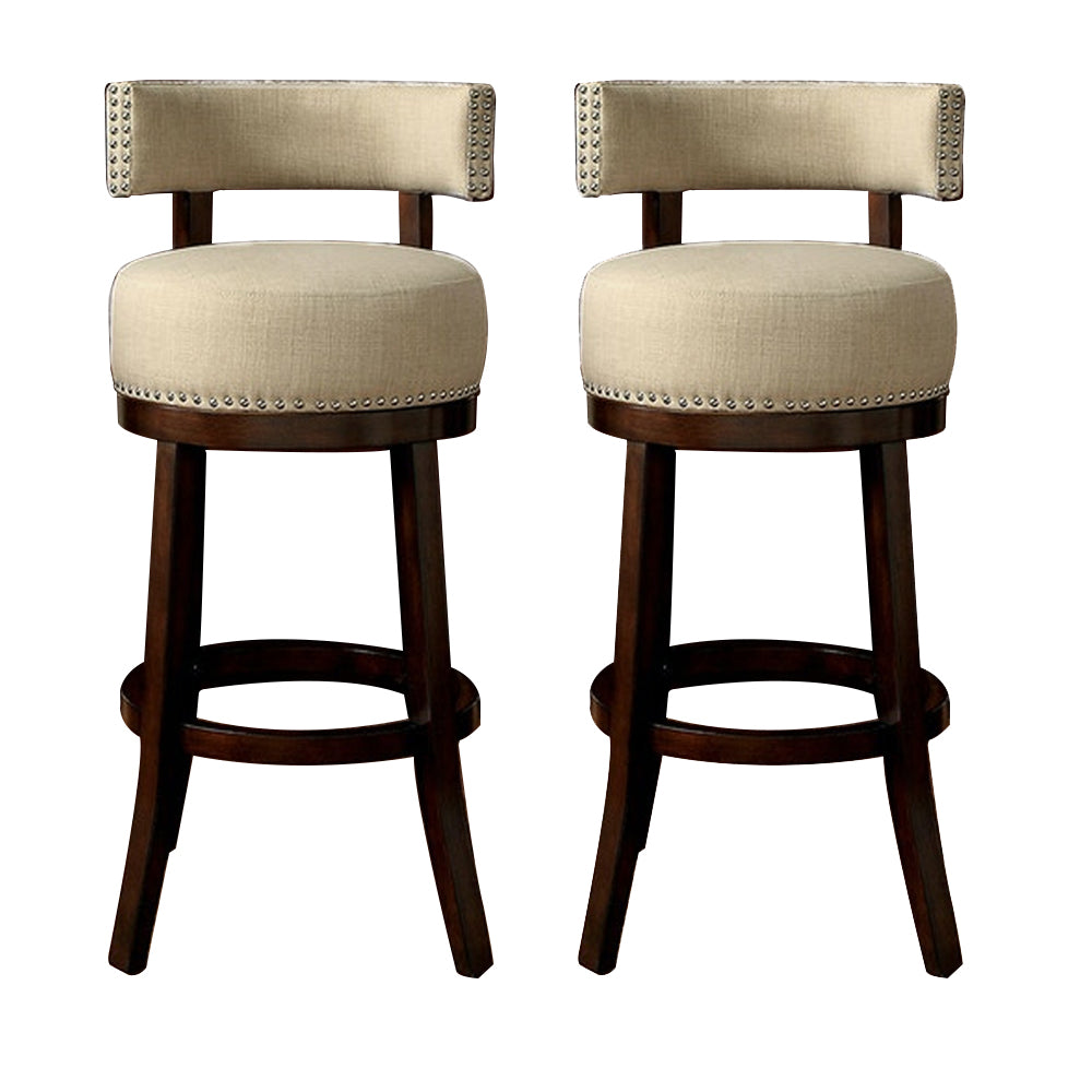 LYNSEY 29" Bar Stool in Dark Oak/Beige finish