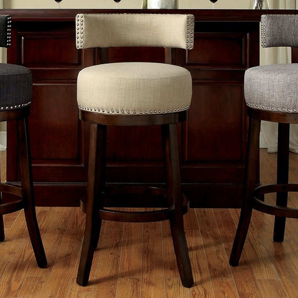 LYNSEY 29" Bar Stool in Dark Oak/Beige finish