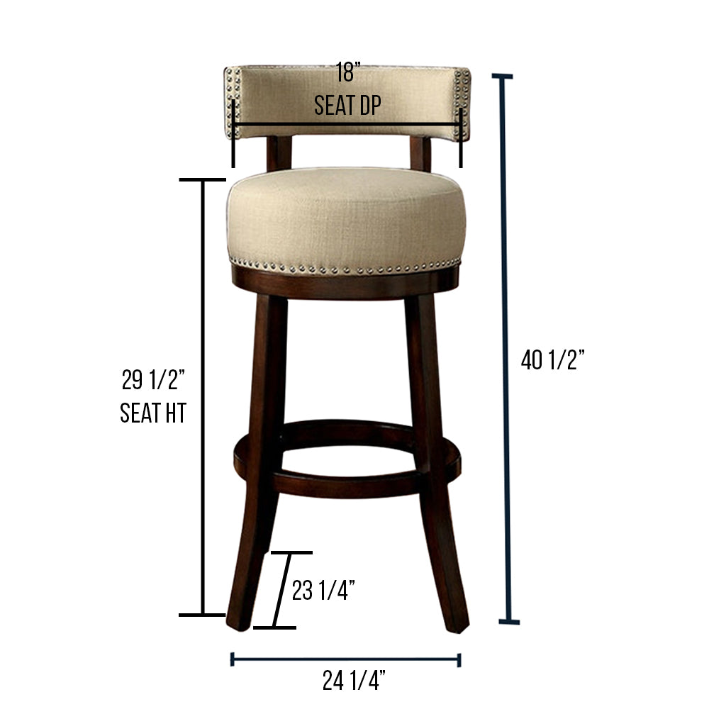 LYNSEY 29" Bar Stool in Dark Oak/Beige finish