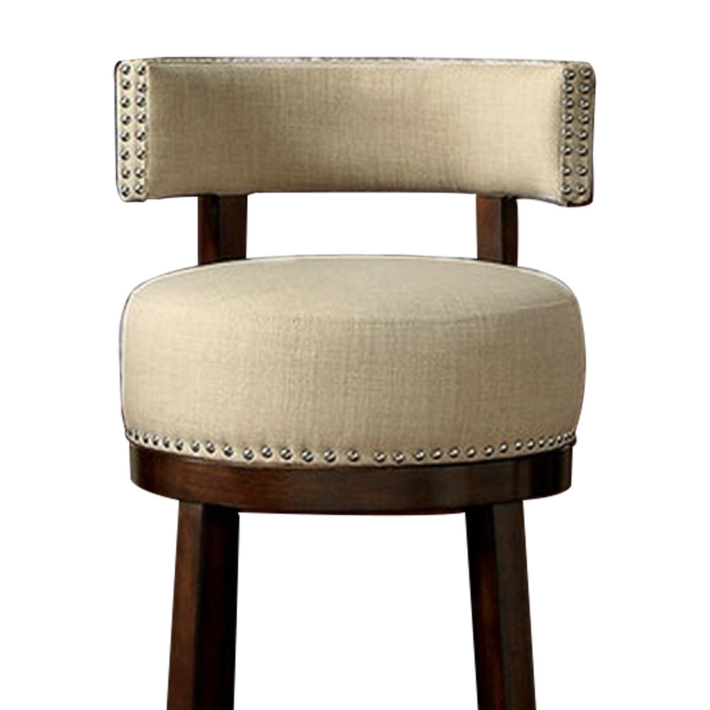 LYNSEY 29" Bar Stool in Dark Oak/Beige finish