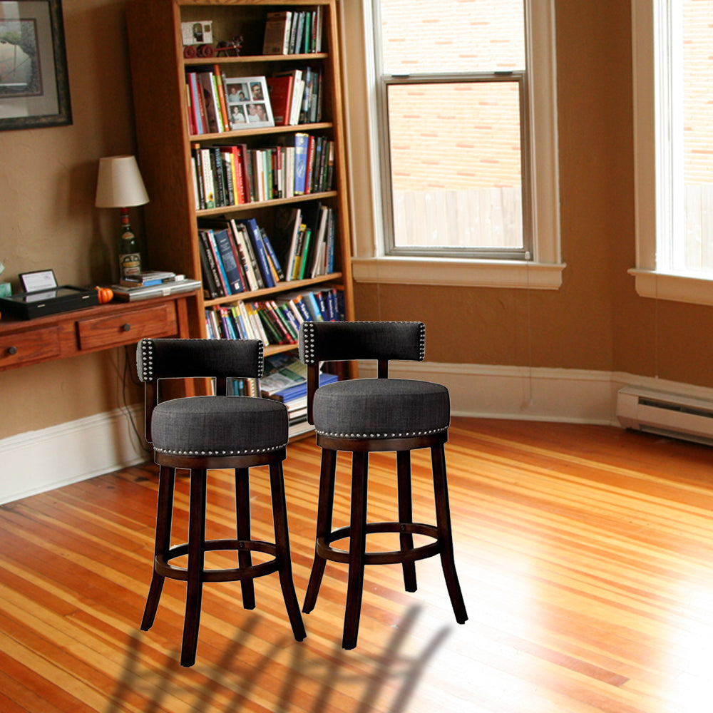 LYNSEY 24" Bar Stool in Dark Oak/Gray finish