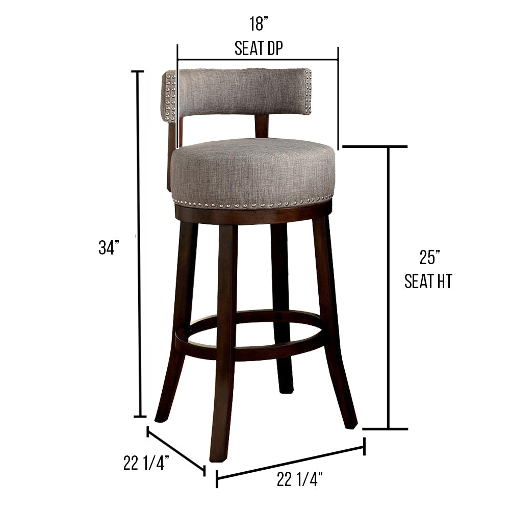 LYNSEY 24" Bar Stool in Dark Oak/Light Gray finish