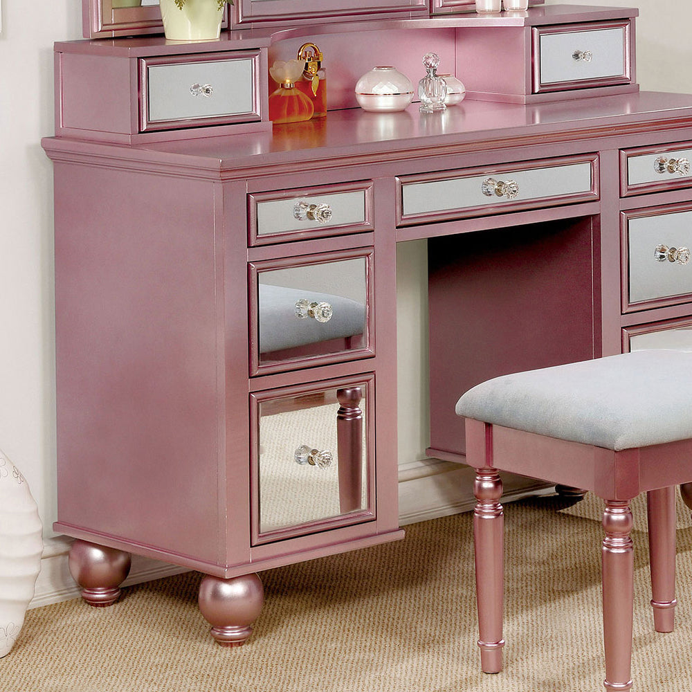 TRACY Vanity w/ Stool in Rose Gold Finish