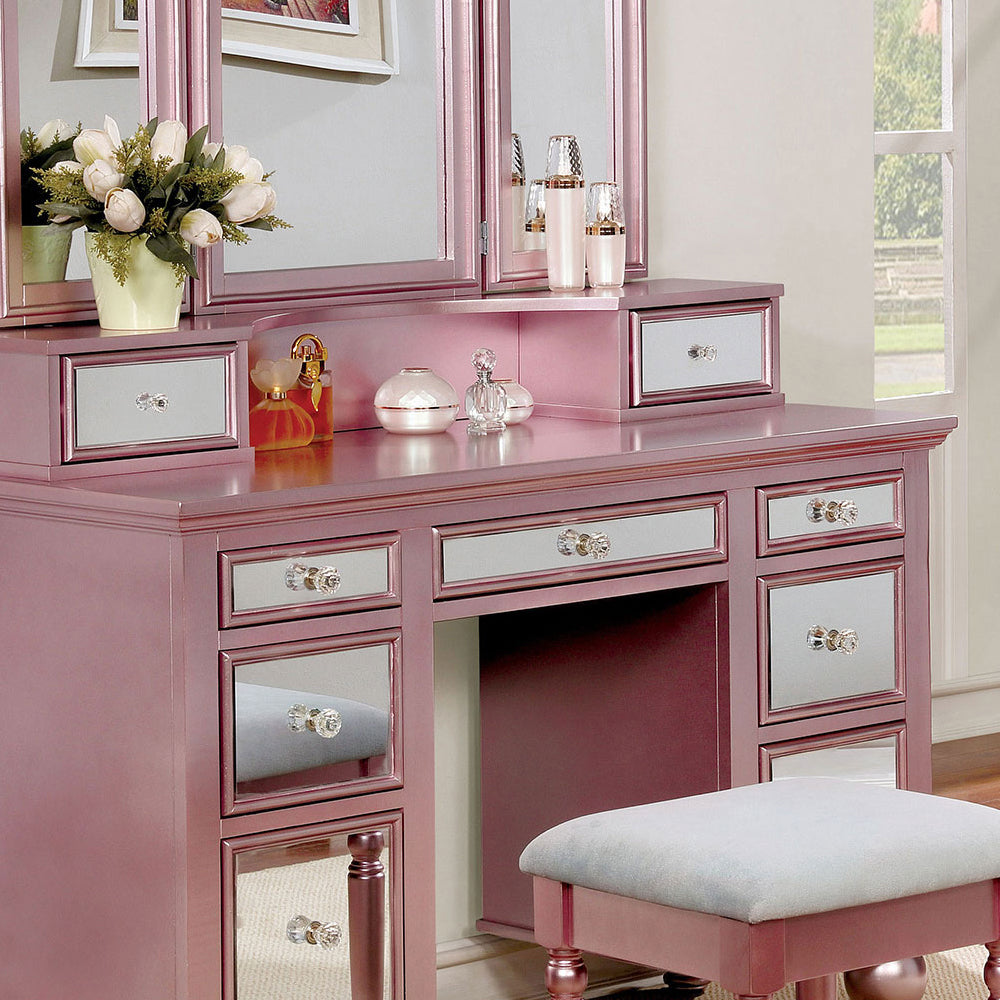 TRACY Vanity w/ Stool in Rose Gold Finish