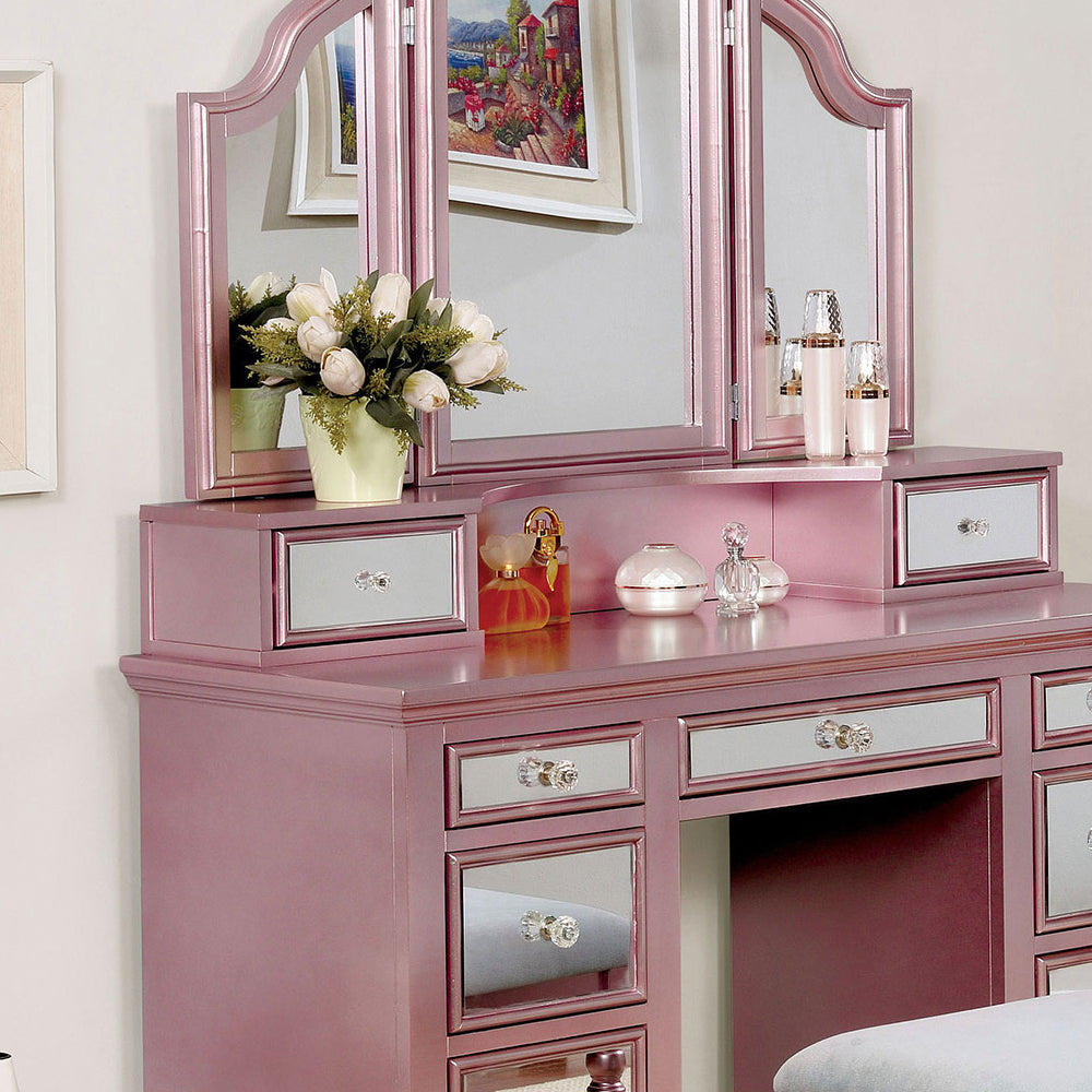 TRACY Vanity w/ Stool in Rose Gold Finish