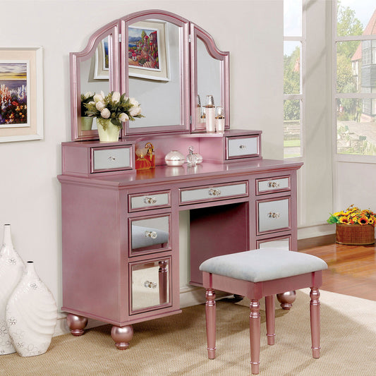 TRACY Vanity w/ Stool in Rose Gold Finish