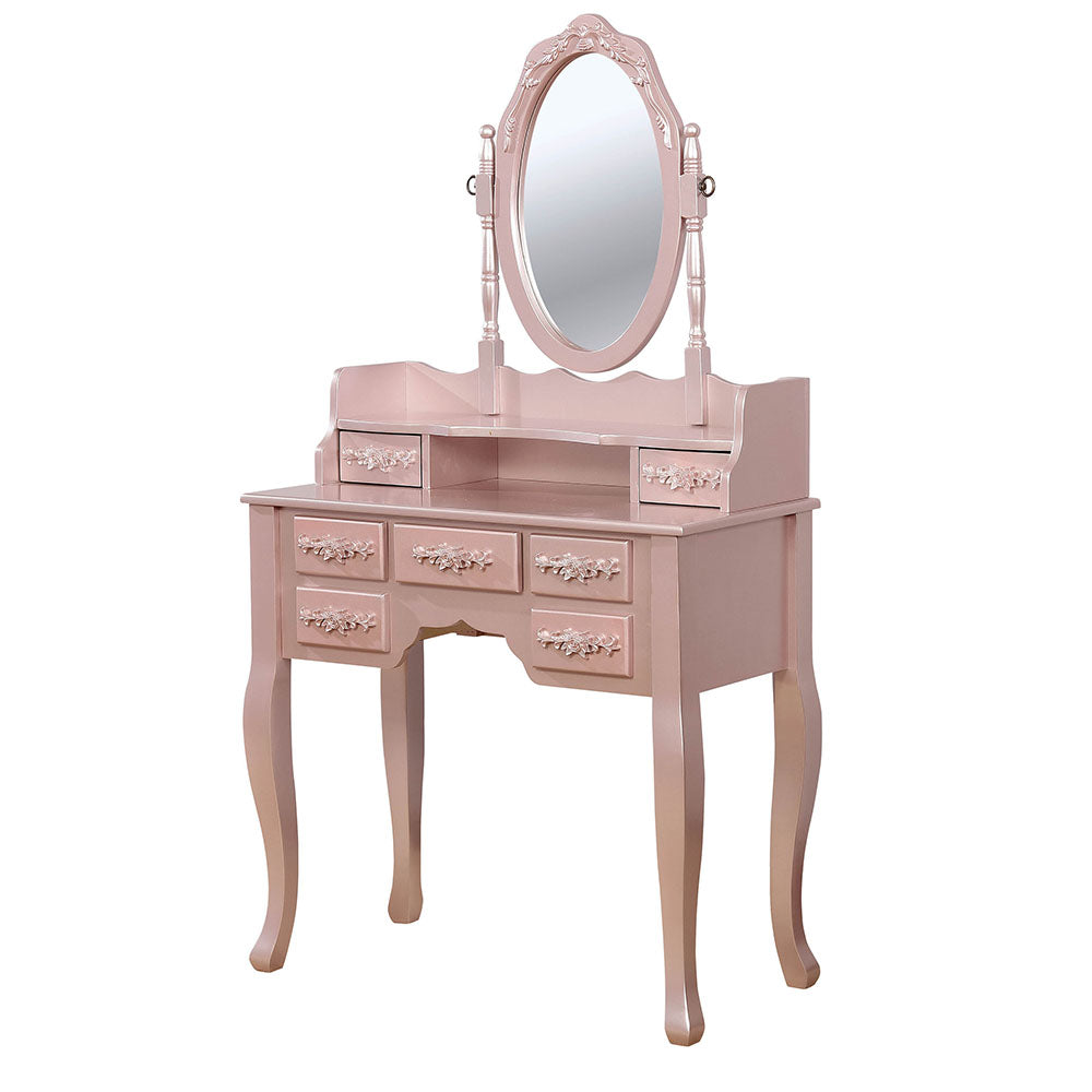 Harriet Vanity w/ Stool in Rose Gold finish