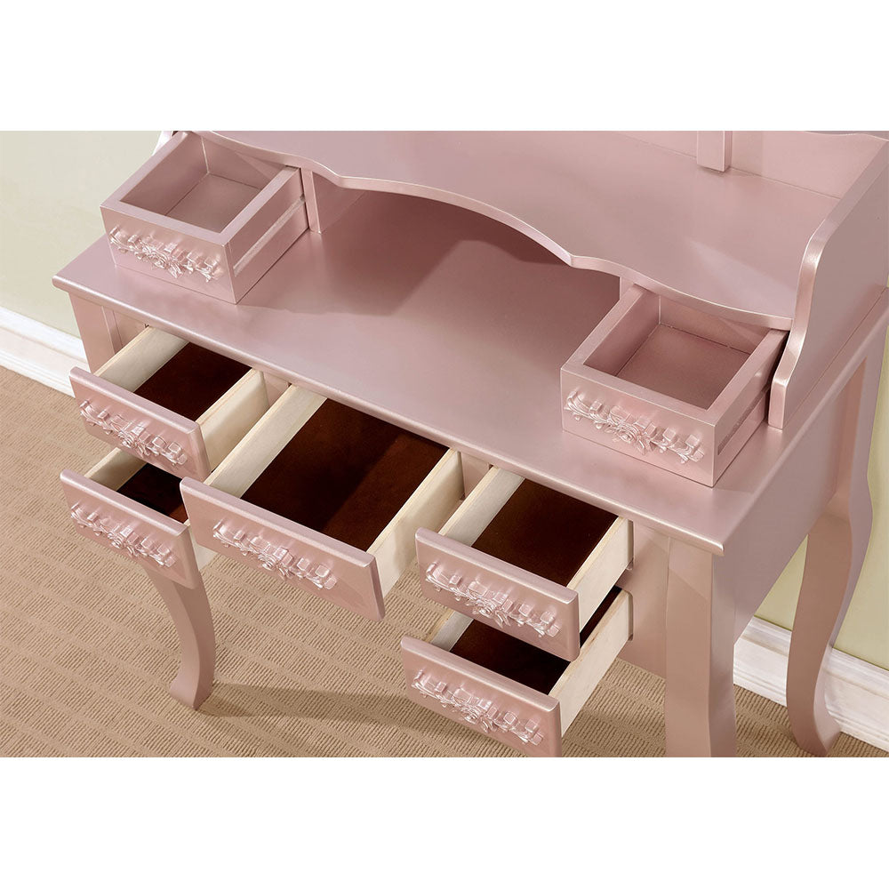 Harriet Vanity w/ Stool in Rose Gold finish