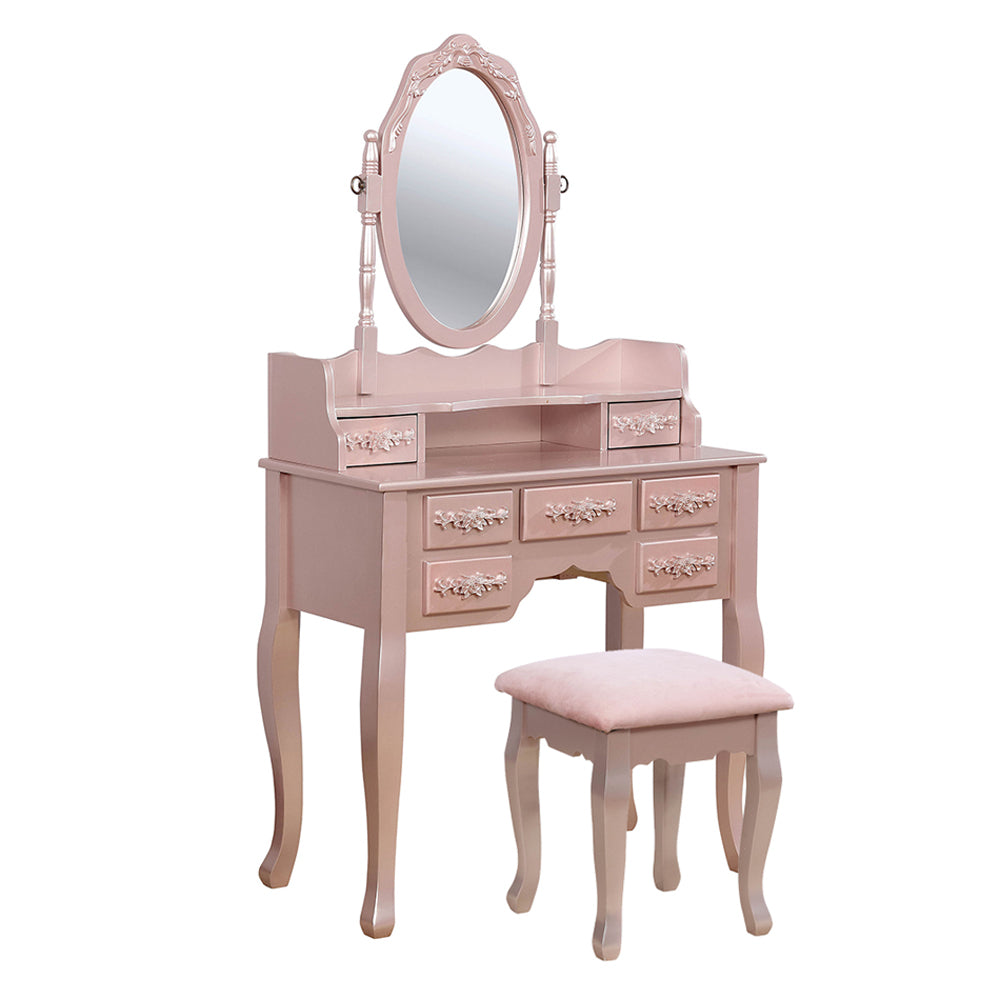 Harriet Vanity w/ Stool in Rose Gold finish