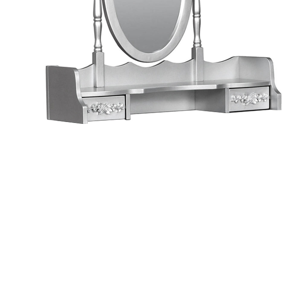 Harriet Vanity w/ Stool in Silver Finish